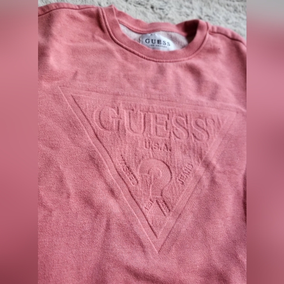 GUESS Embossed Crew neck sweatshirt coral colour size medium - Picture 4 of 6